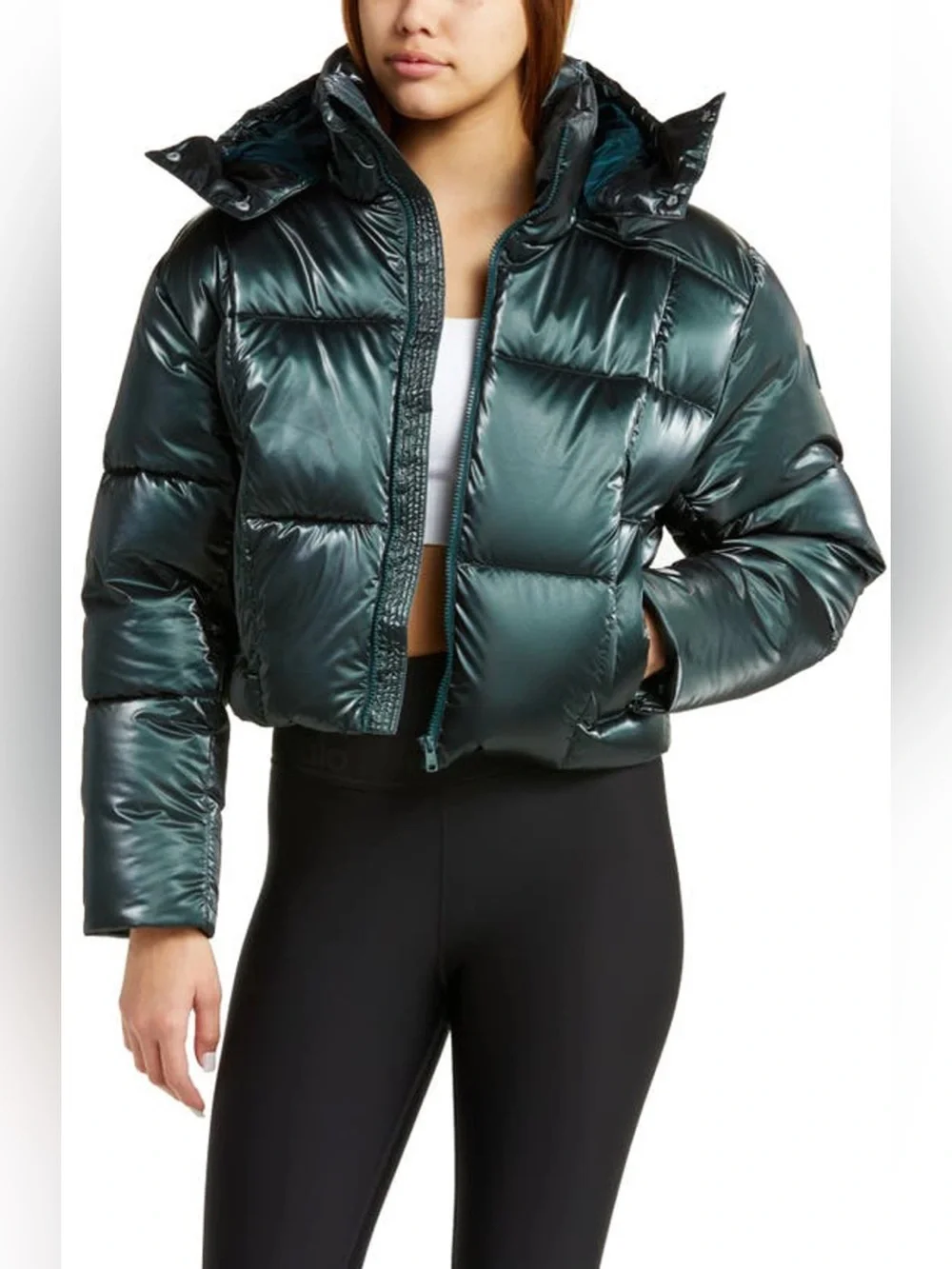 ALO Yoga Green Pearlized Pristine Puffer Jacket